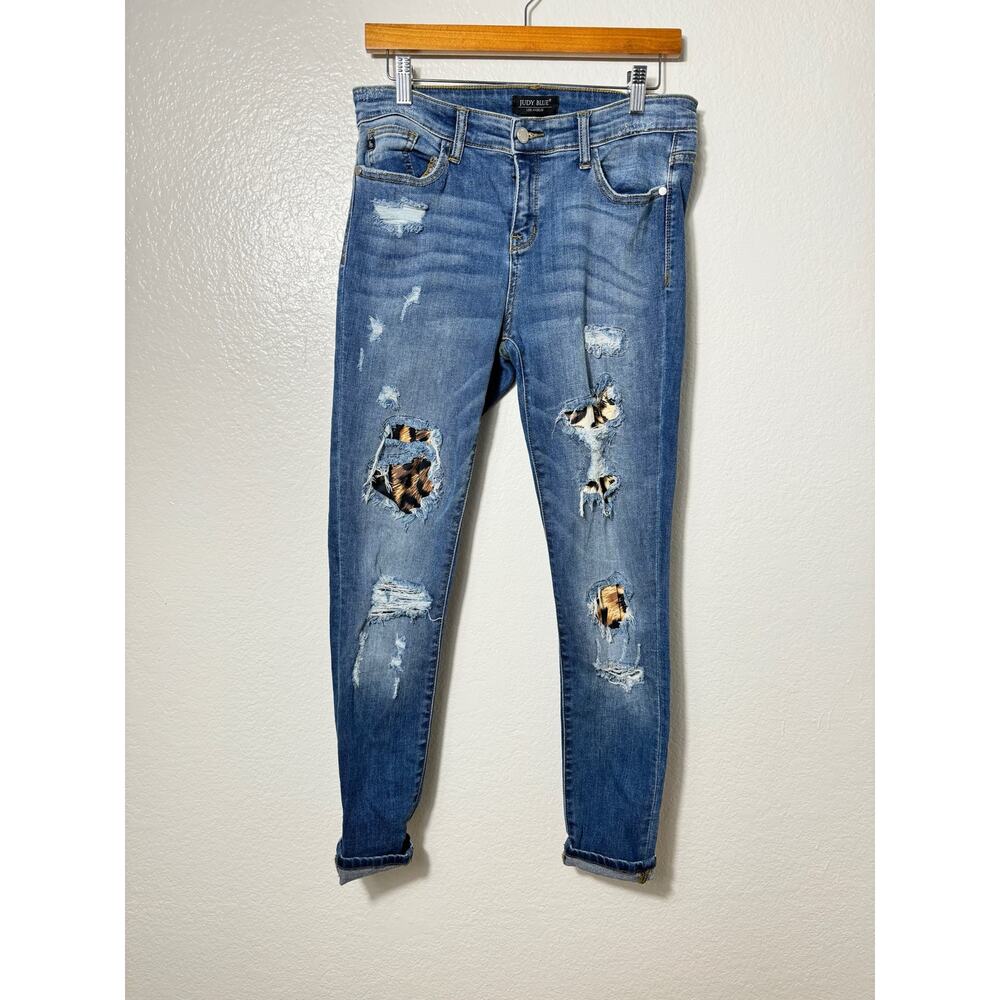 Judy Blue cheetah inlay skinny jeans